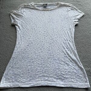 Ann Taylor White Polka Dot‎ T-Shirt Short Sleeve Casual Top Size Medium Women's